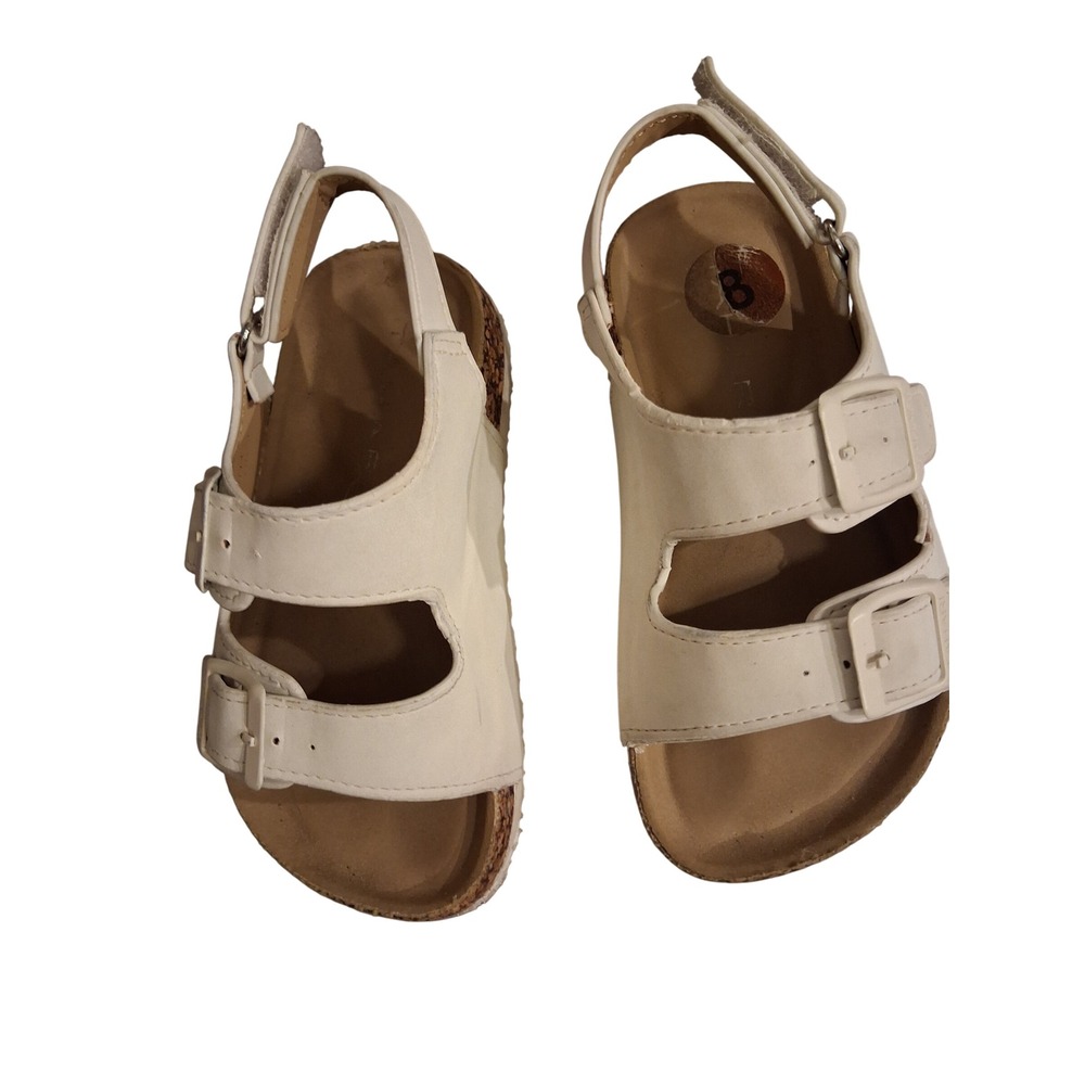 Tahari Sandals Toddler Size 8 White Good Double Strap Cork Midsole Buckle Shoes